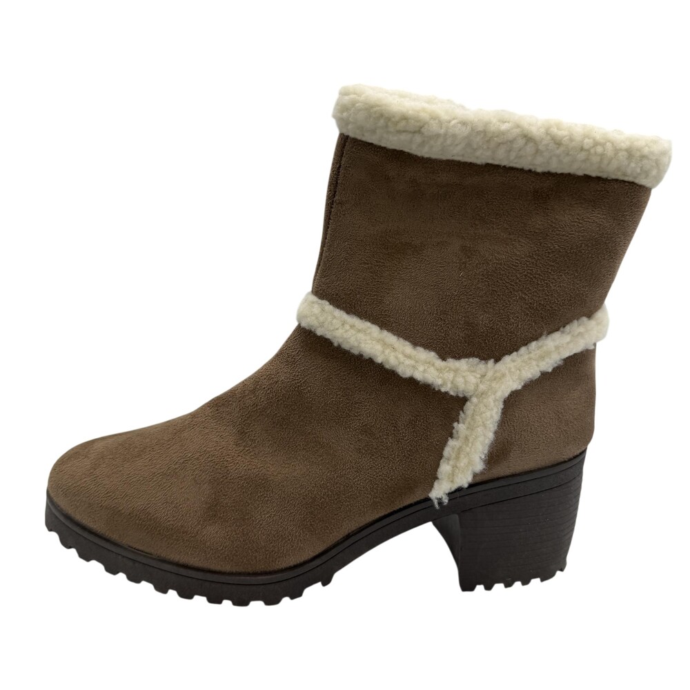 Olivia Miller Boots Womens Size 11 Brown Suede Shearling Zip Mid Calf OMH-5552